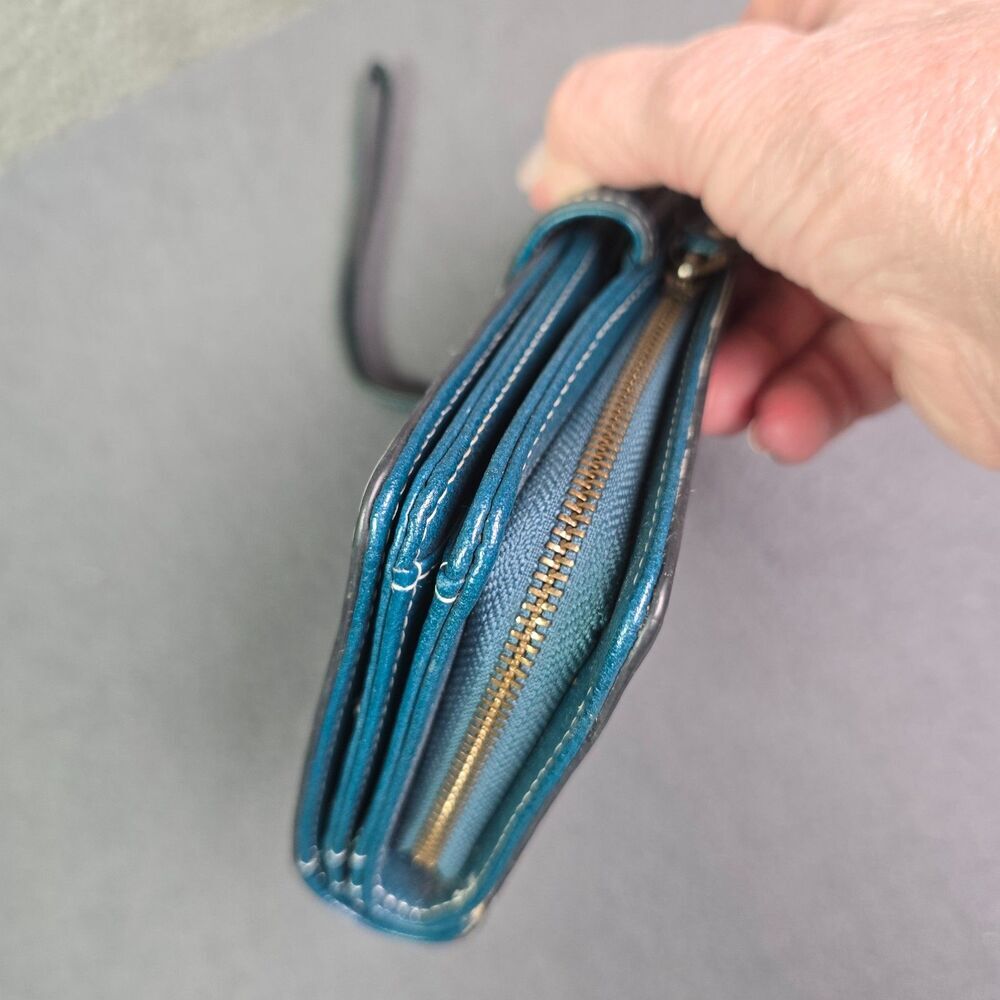 SENDEFN Wallet Leather Bifold Organizer Teal RFID Snap Zip Card Holder - Picture 14 of 15